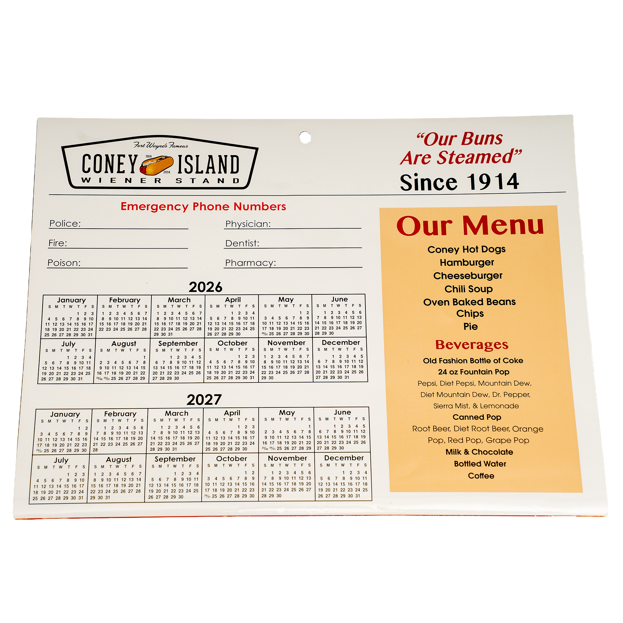 2026 Fort Wayne's Famous Coney Island Calendar