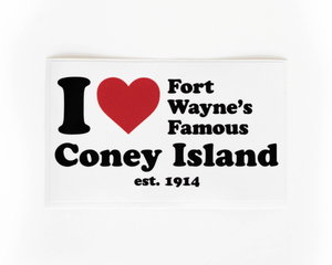 Sticker, I Love Fort Wayne's Famous Coney Island est. 1914